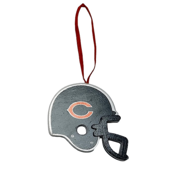 💙 Vintage Chicago Bears Helmet Wood Ornament Christmas Holiday Football NFL Xmas - Picture 1 of 8
